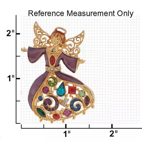 Miriam Haskell Holiday Collection Angel Pin Brooch Rhinestone Enamel - Picture 7 of 9